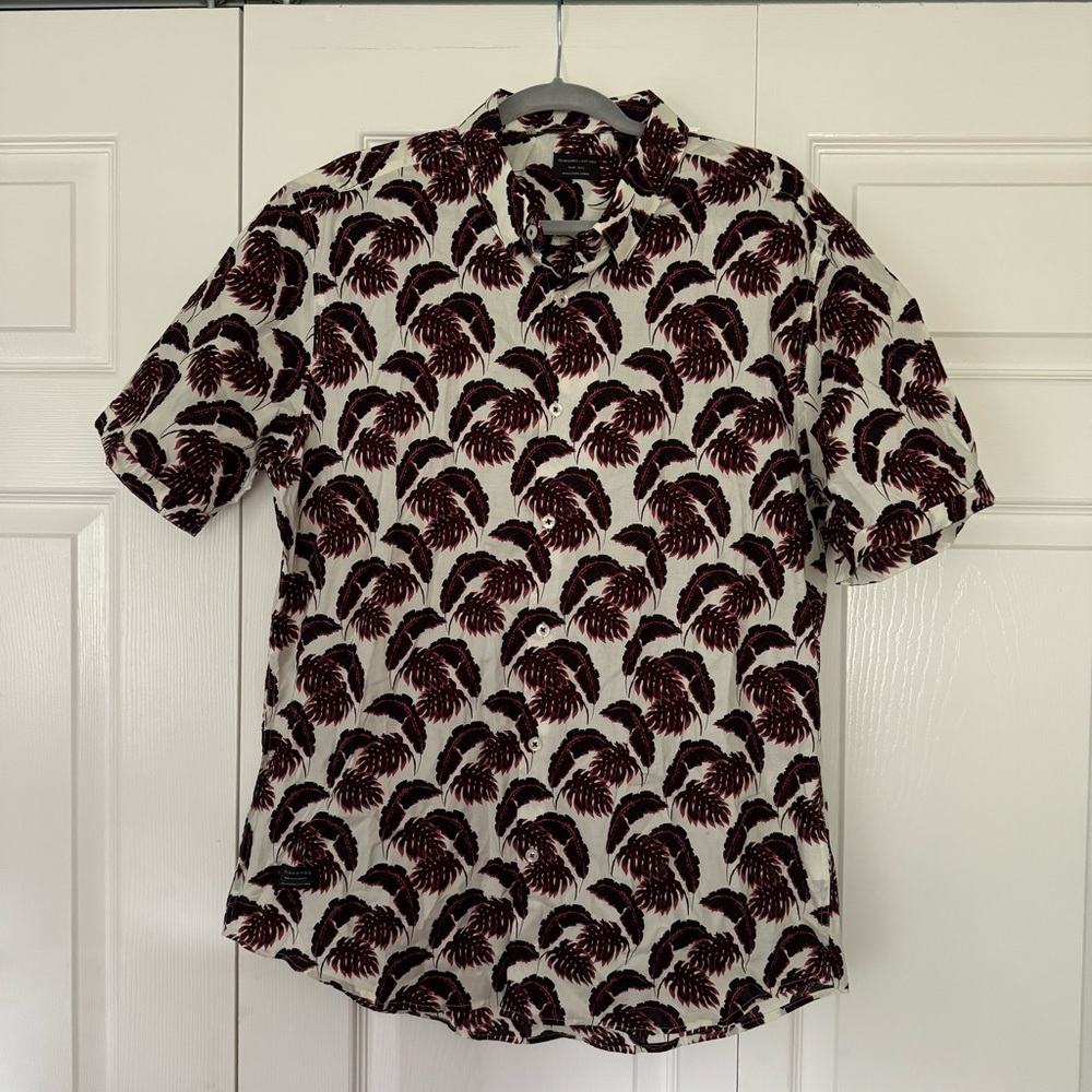 7 Diamonds Mens Button Shirt Lost In Paradise Maroon XL NEW